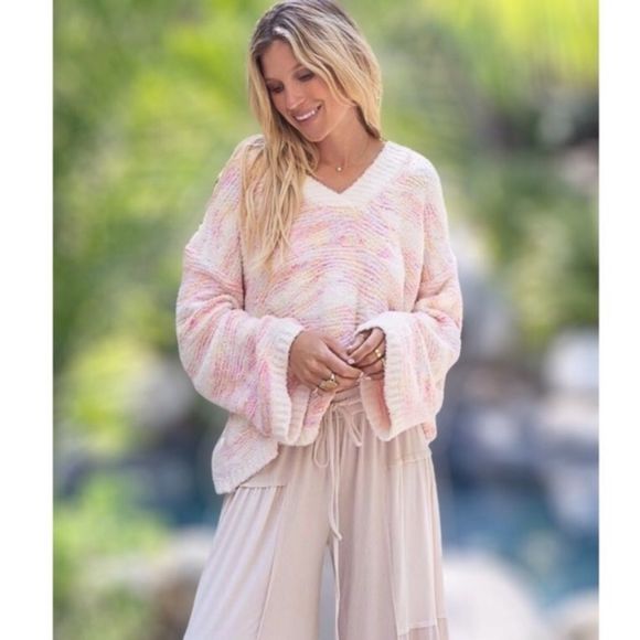 POL CREAM MARBLED V-NECK SWEATER - Picture 3 of 7